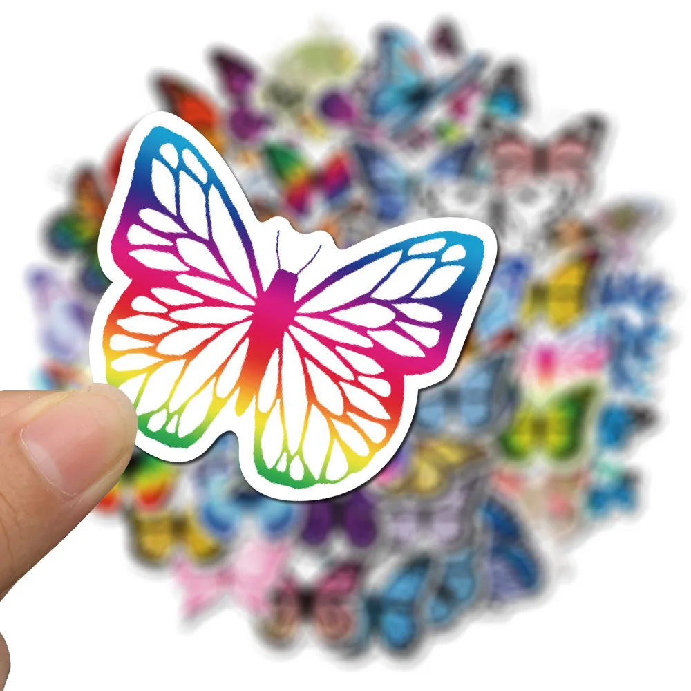 

50pcs Corlorful Stickers on Nails Anime Stickers Set Butterfly Laptop Sticker Pack Stationery Sticker on the Phone Classic Toys