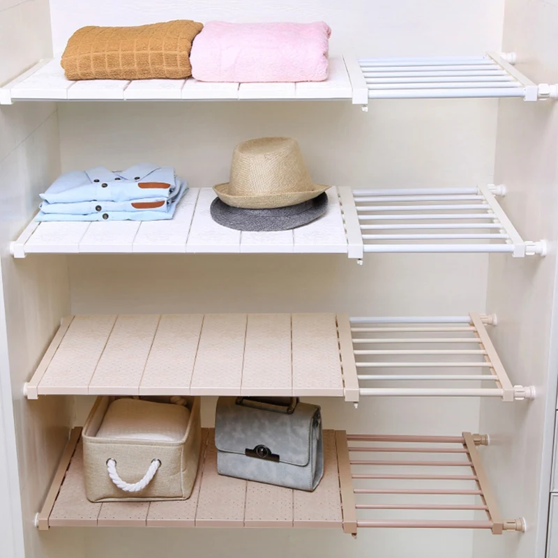 

Adjustable Closet Organizer Storage Shelf Wall Organizer Kitchen Bathroom Cabinet Shelf Wardrobe Shelves