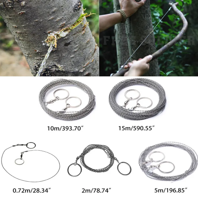 

0.72M/2M/5M/10M/15M Survival Stainless Steel Hand Pocket Wire Saw Outdoor Emergency Rescue Gear Kit for Camping Hiking Hunting