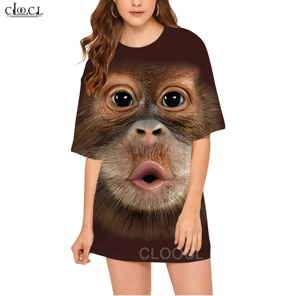 Забавная модная женская футболка CLOOCL с животными и обезьянами летние пляжные