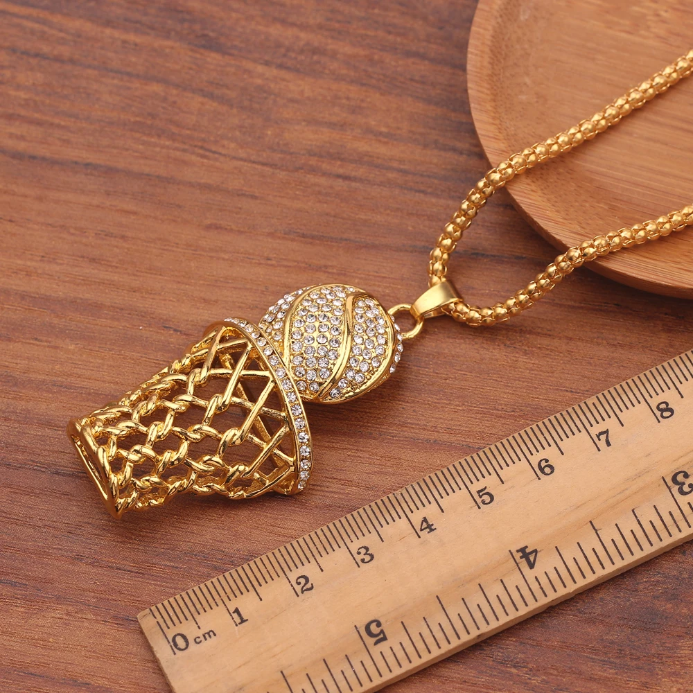 Ожерелье для баскетбола и обруча мужчин модное ожерелье с кулоном золотистого