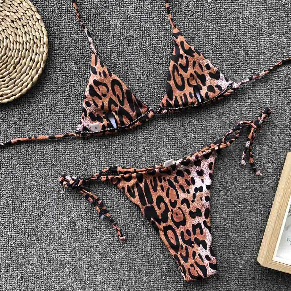 2021 Новый леопардовый принт бикини Для женщин сексуальный комплект из двух