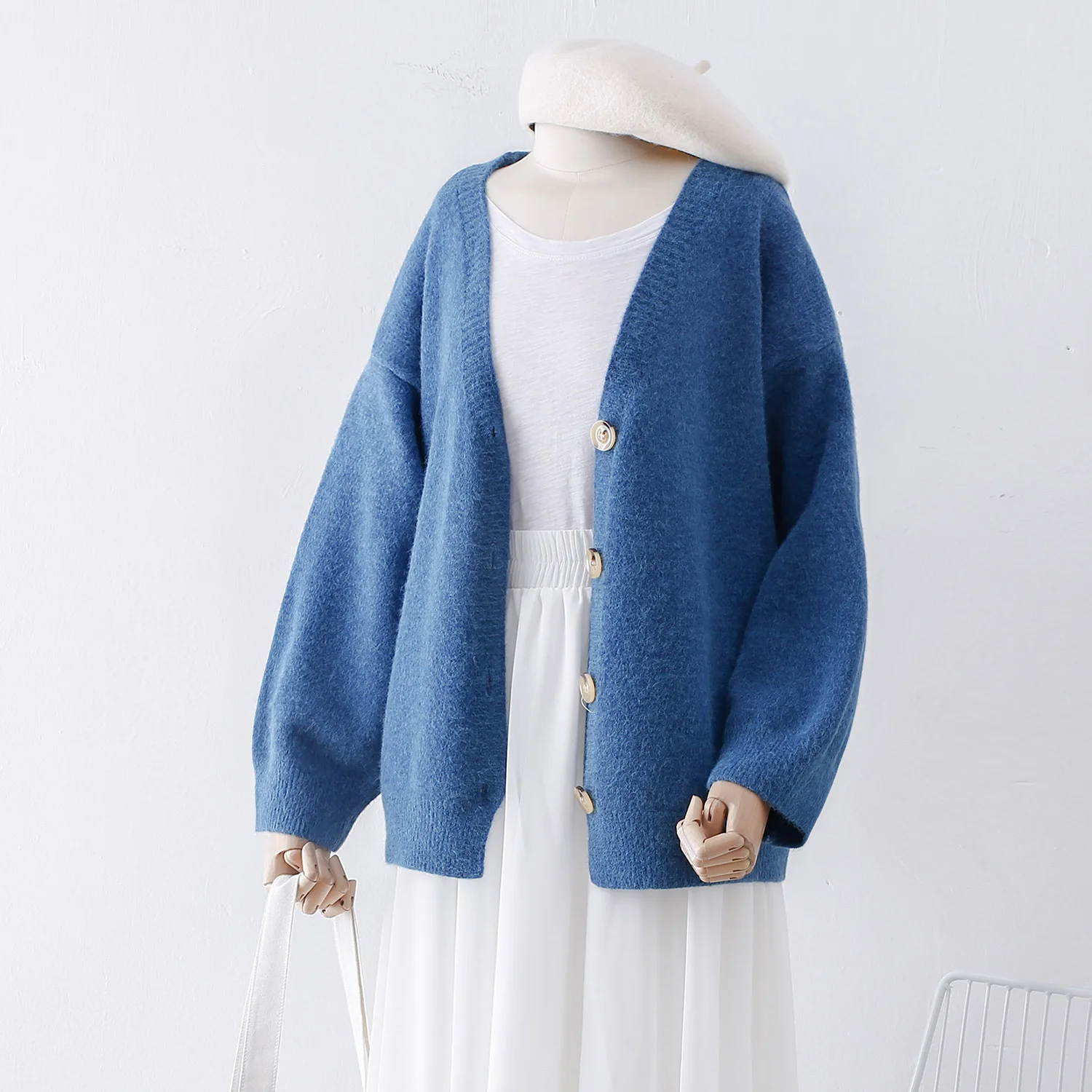 Весенние милые свитера для девочек винтажный вязаный кардиган с v образным