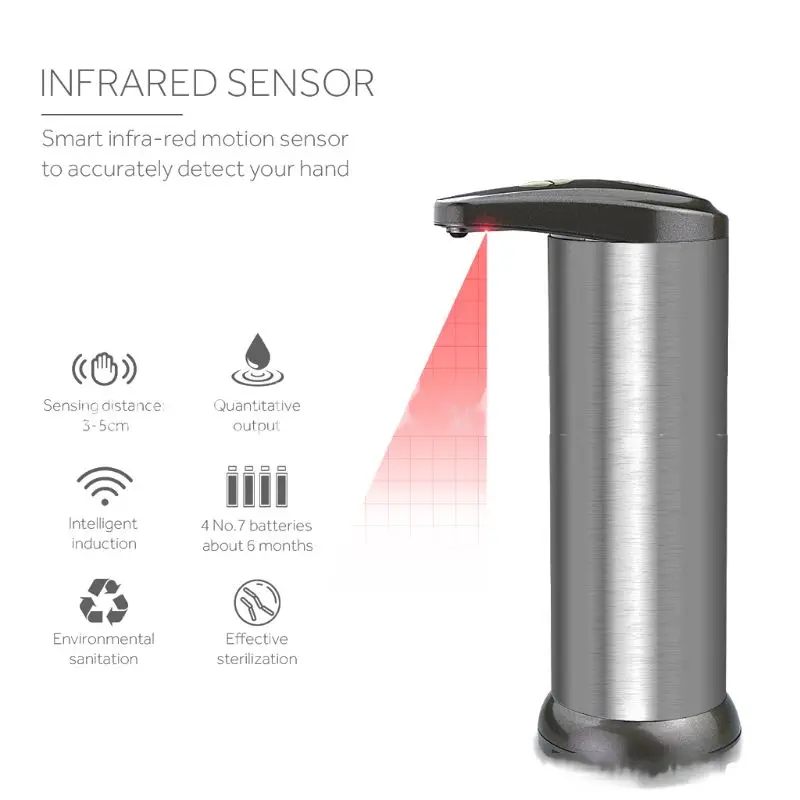 

Bath Stainless Steel Touchless Sensor Automatic Liquid Sanitizer Soap Dispenser Dropshipping