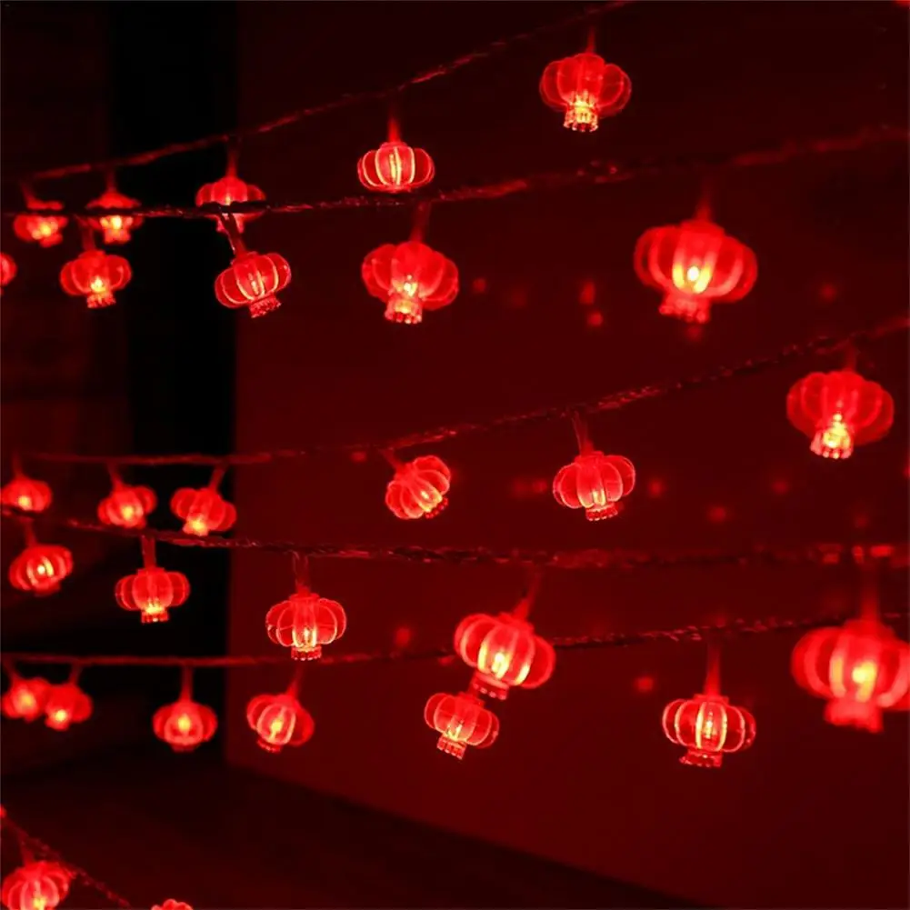 

1.5m 10 LED 5m 50 LED Holiday Lights Battery Chinese Red Lantern Lamp For New Year Festival Decoration String Night Lights