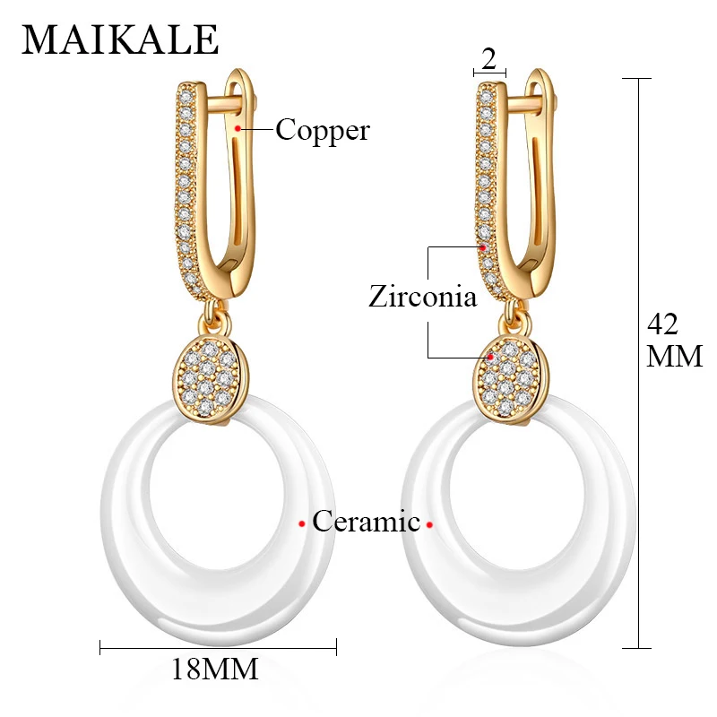 Женские серьги подвески с фианитами MAIKALE золотого цвета свадебные украшения в