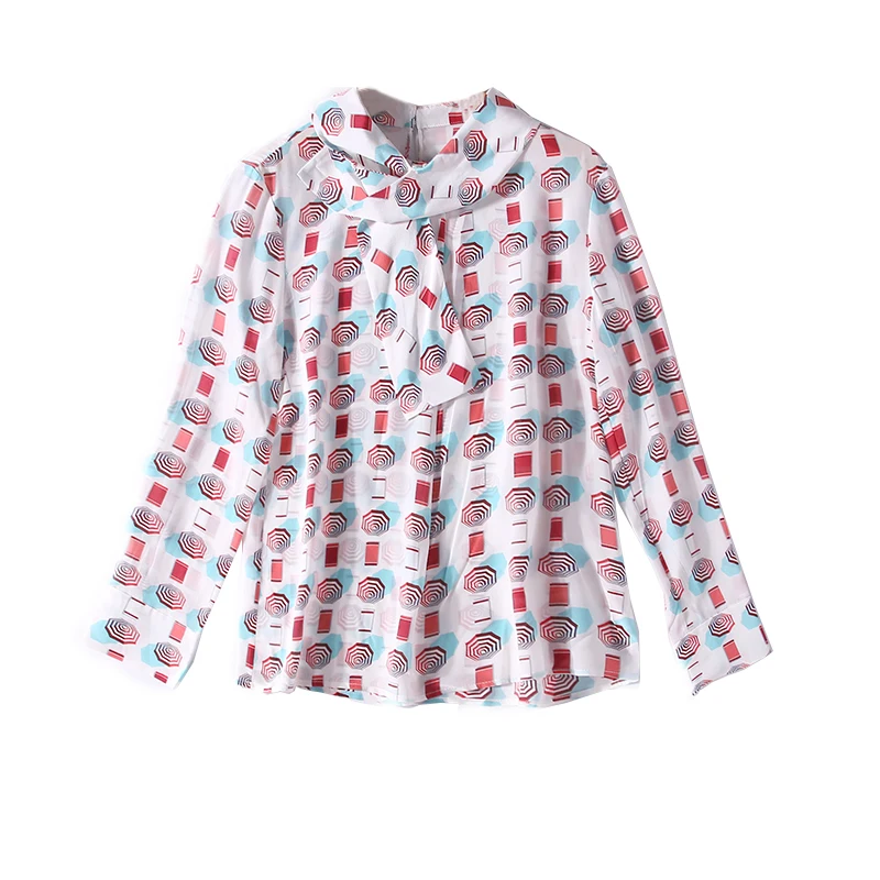 

New 100% silk Temperament floating led geometry printed silk leisure shirt joker a6063 personality