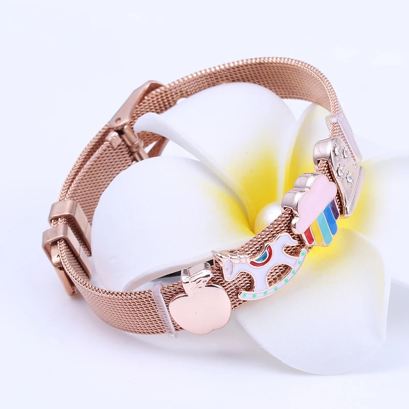 

Buipoey 2Pcs Rose Gold Aircraft Anchor Beads Heart Charm For 10mm Bracelet Wristband High Quality Alloy Cross Accessories Beaded