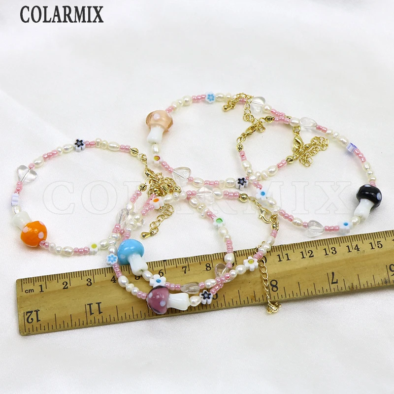 

6 Pieces Handmade Mushroom Bead Bracelet Lovely Jewelry Chain jewelry Bracelet Handmade Strand women Bracelet Jewelry GIft 9957