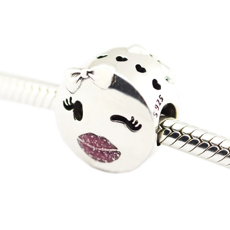 QANDOCCI DIY подходит для браслетов Pandora Подвески игривый подвеска Wink розовые