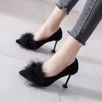 high heels stiletto heel 2021 new korean version of wool shoes pointed toe all match womens shoes black work single shoes women