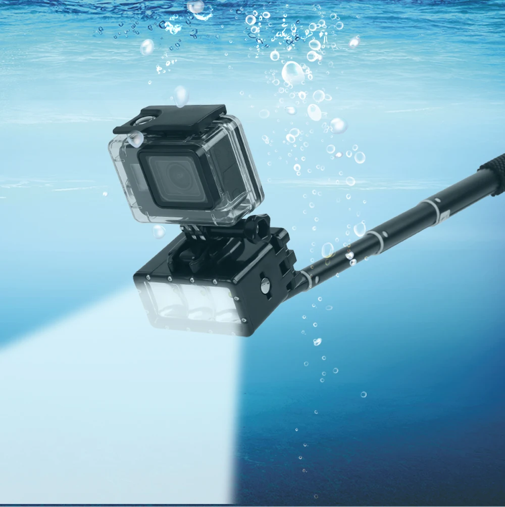 Для GoPro вспышка для подводного погружения и светильник Водонепроницаемый светодиодный вспышка для камеры светильник для GoPro Hero 8/7/6/5/4/3+, для спортивной экшн-камеры SJCAM SJ4000