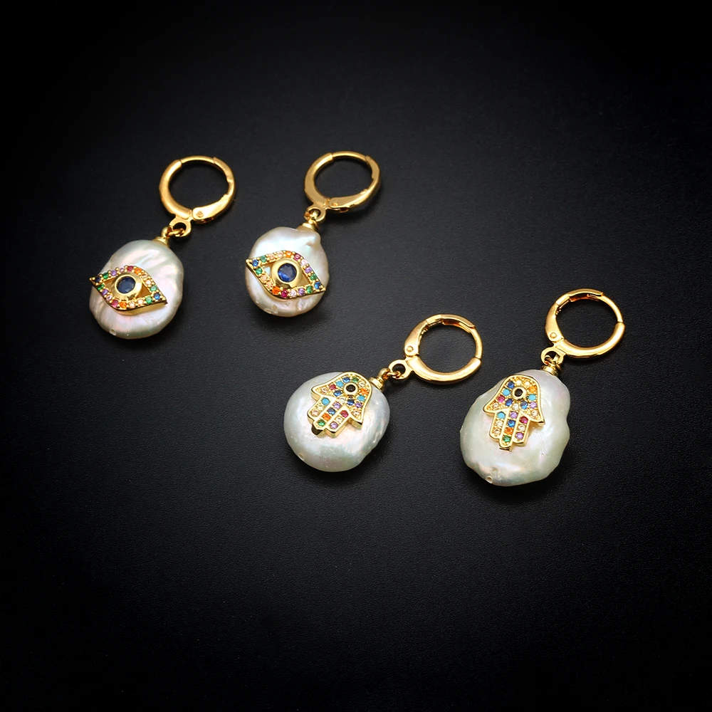 

Серьги-подвески женские MEIBEADS, 1 пара, корейский дизайн, с фианитом, с жемчугом