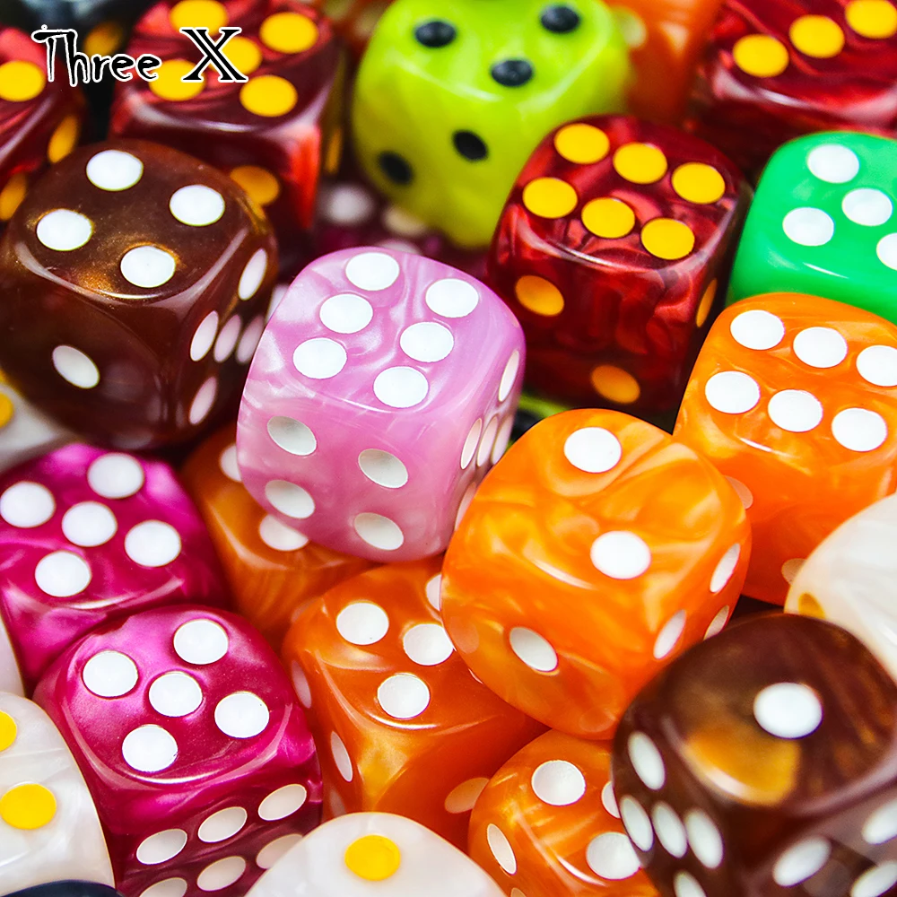 

10 Pieces 6 Sided Game Dice Set Pearl Colors Rounded Edges KIds Favor