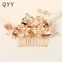 qyy wedding accessories handmade flower rhinestone hair combs bridal hair jewelry for women headpiece prom bride headwear gift