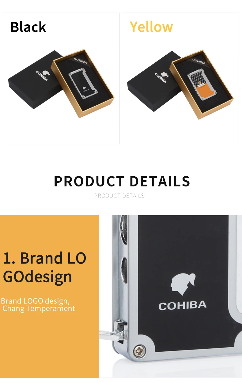 COHIBA зажигалка, сигарета, аксессуары для автомобиля, газовые зажигалки с сигарой, подарочная коробка