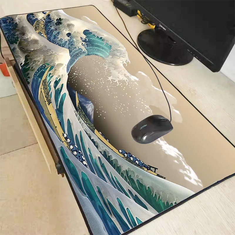 

Mairuige Great Wave Large Gaming Mouse Pad Gamer Locking Edge Keyboard Mouse Mat Gaming Desk Mousepad for CS GO LOL Dota Game