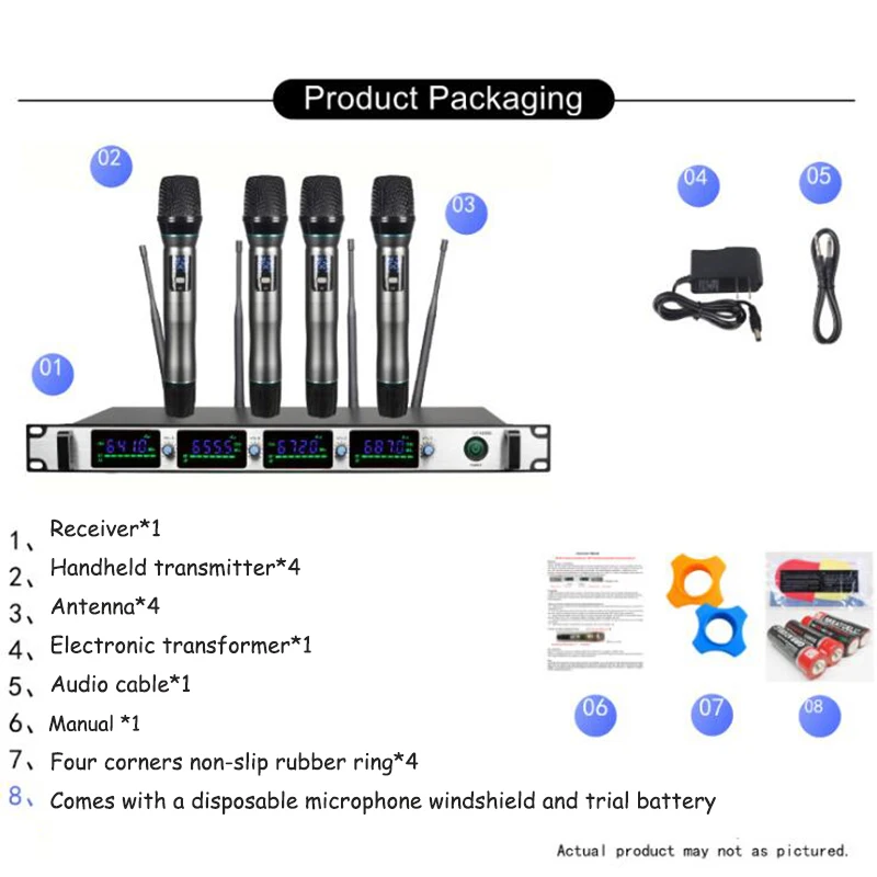 

Professional U Segment FM One with Four Wireless Gooseneck Four Handheld Microphones Set Dynamic Amplifier UHF Mic
