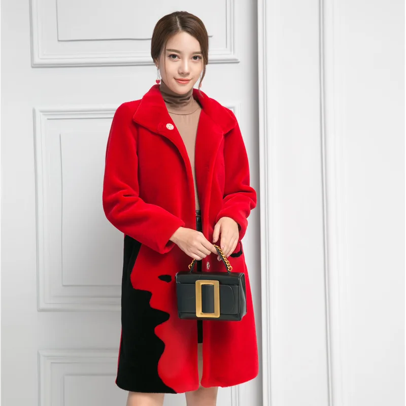 

Real Fur Coat Women Sheep Shearing Wool Coat Autumn Winter Female Jacket Korean Fashion Long Fur Coats F17RT1710 YY401