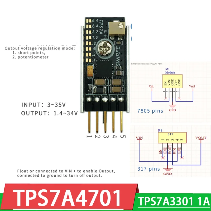 TPS7A4701 TPS7A3301 1A Low Noise Linear Voltage Regulator โมดูล3V 5V 12V 15V 24V RF วงจร DAC ถอดรหัสเสียง ADC AMP