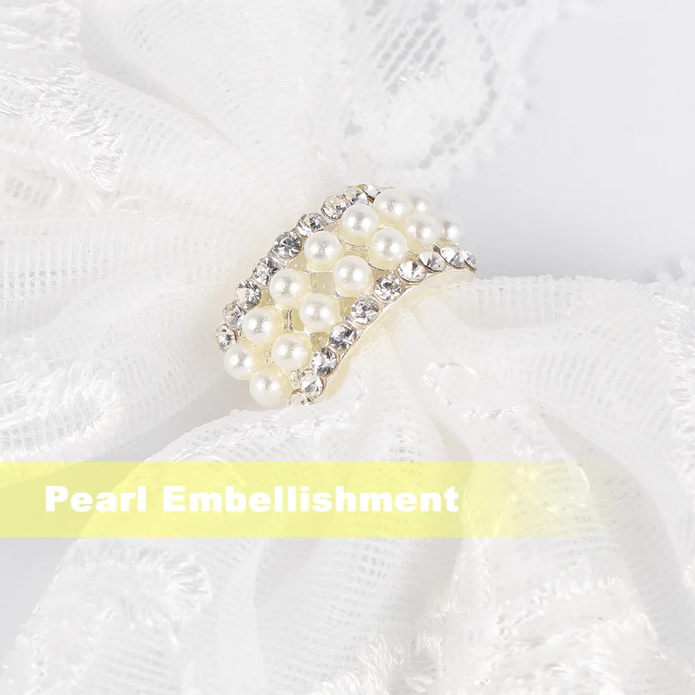 

2pcs Bowknot Lace Headband Artificial Pearl Headwrap Adorable Hair Band Infant Headdress Baby Birthday Photo Hair Accessories