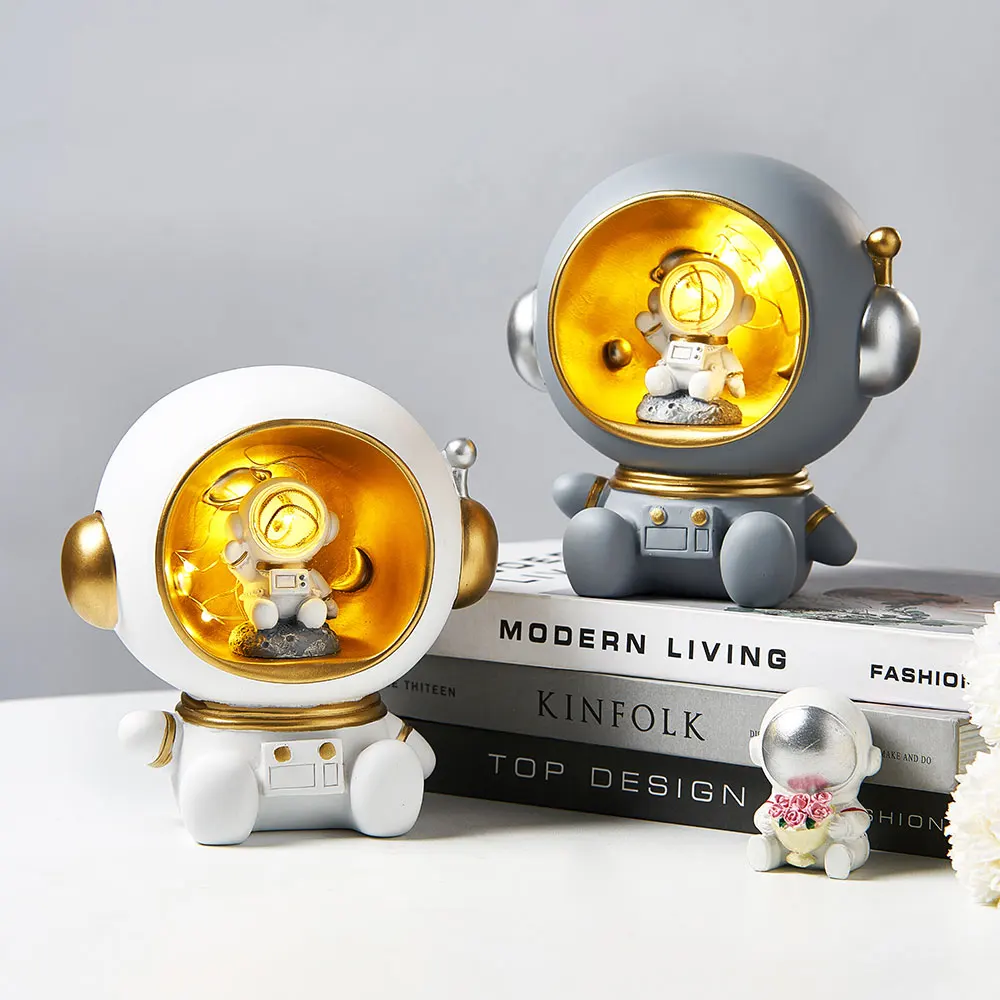 

Astronaut Resin Model Figurines Modern Home Accessories Bedroom Night Light Sculpture Living Room Christmas Decoration Gifts