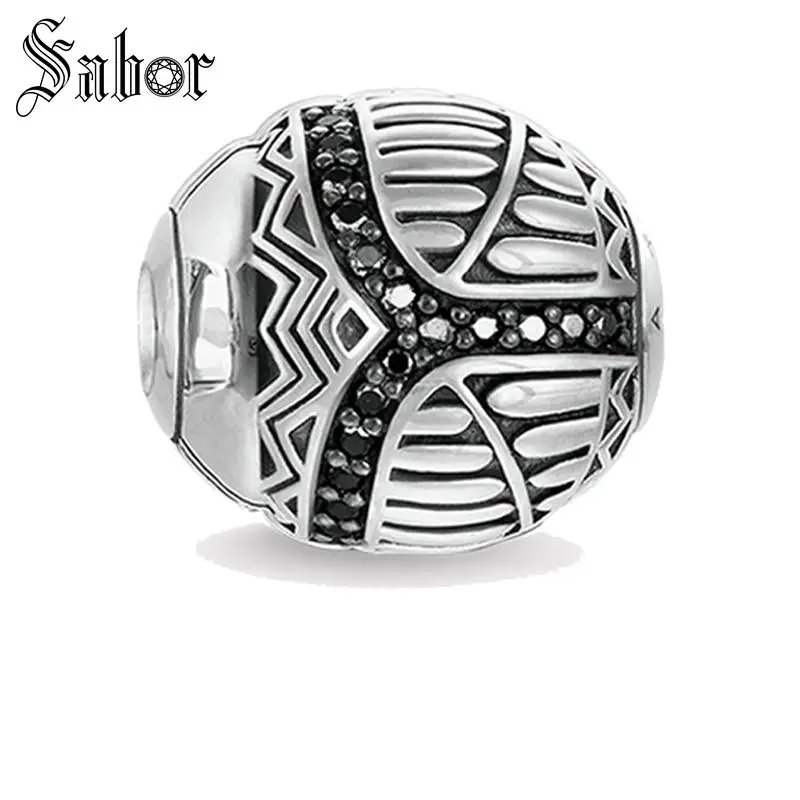 Тибетские Серебряные Бусины с черным цирконием шаровары большинство модных