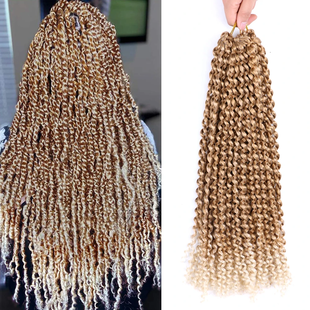

18Inch Passion Twist Crochet Hair Ombre Blonde Synthetic Braiding Hair For Butterfly Locs Crochet Braid Bohemian Water Wave Hair