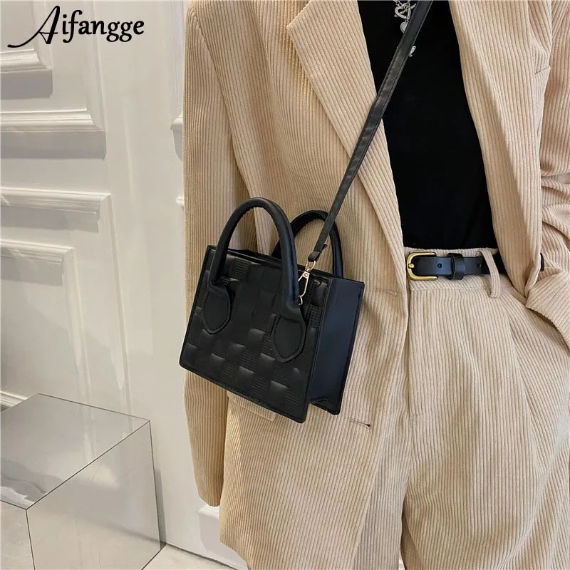 

AIFENGGE Stone Pattern Leather Crossbody Bags Women Luxury Small Square Handbags Designer Solid Color Fashion Shoulder Bag
