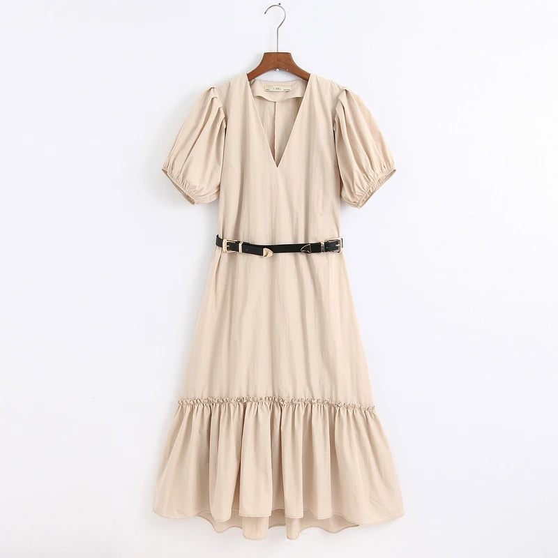 Женское летнее платье с поясом 2020 новые модные повседневные длинные платья v