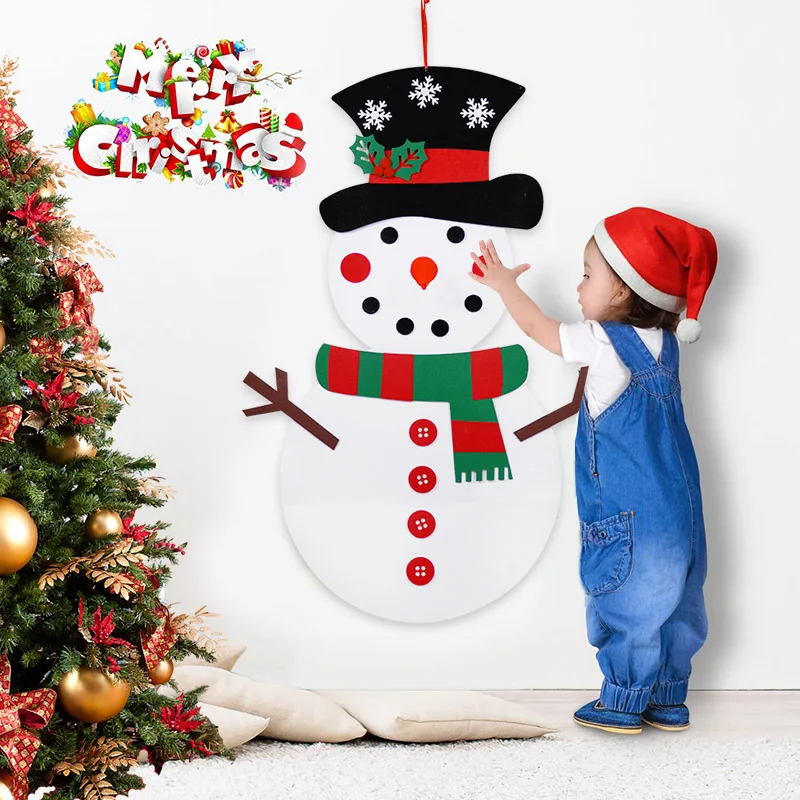 

DIY Felt Christmas Snowman dressup Game Set Ornaments Door Wall Hanging Christmas Decorations Xmas New Year Noel Gifts for Kids