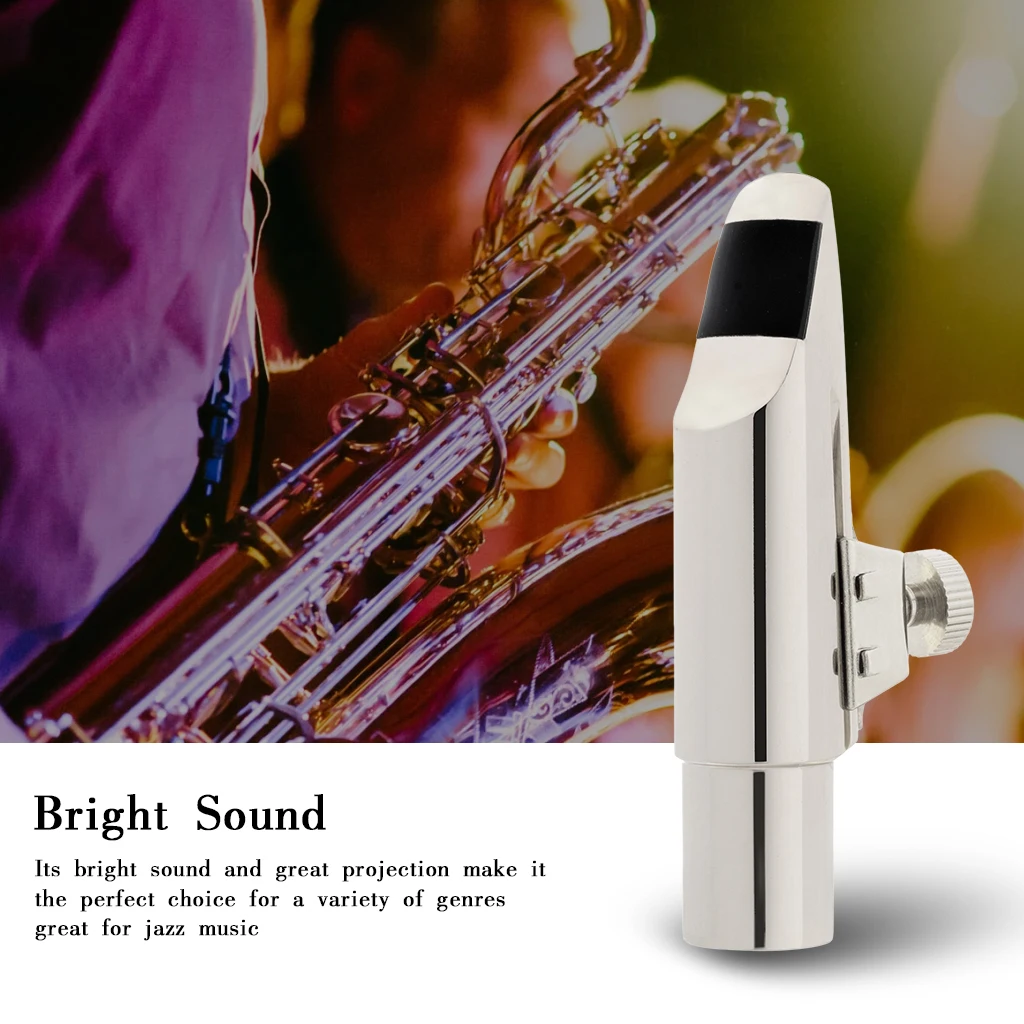 NAOMI Alto Sax Saxophone Metal Mouthpiece 6# Silver w/ Patches Pads Cushions Cap Ligature Easy To Install And Remove enlarge