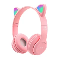 cat ears earphones wireless headphones music stereo bluetooth compatible headphone with mic children daughter headset kid gifts