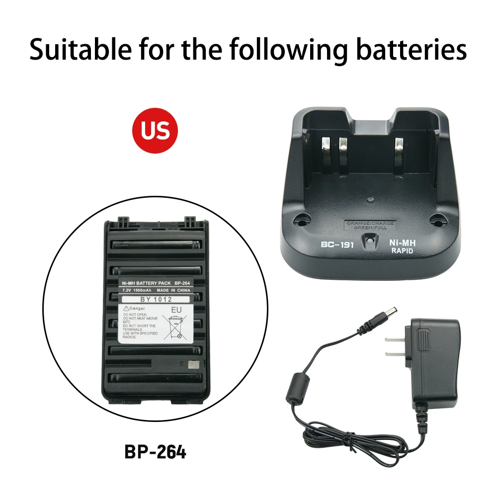BC-191 Quick Charger for ICOM BP-264 IC-F3011 F4011 F3101D IC-V80 IC-T70 IC-F27SR F3002 F4002 F3001 F4001 F4003 Two Way Radio