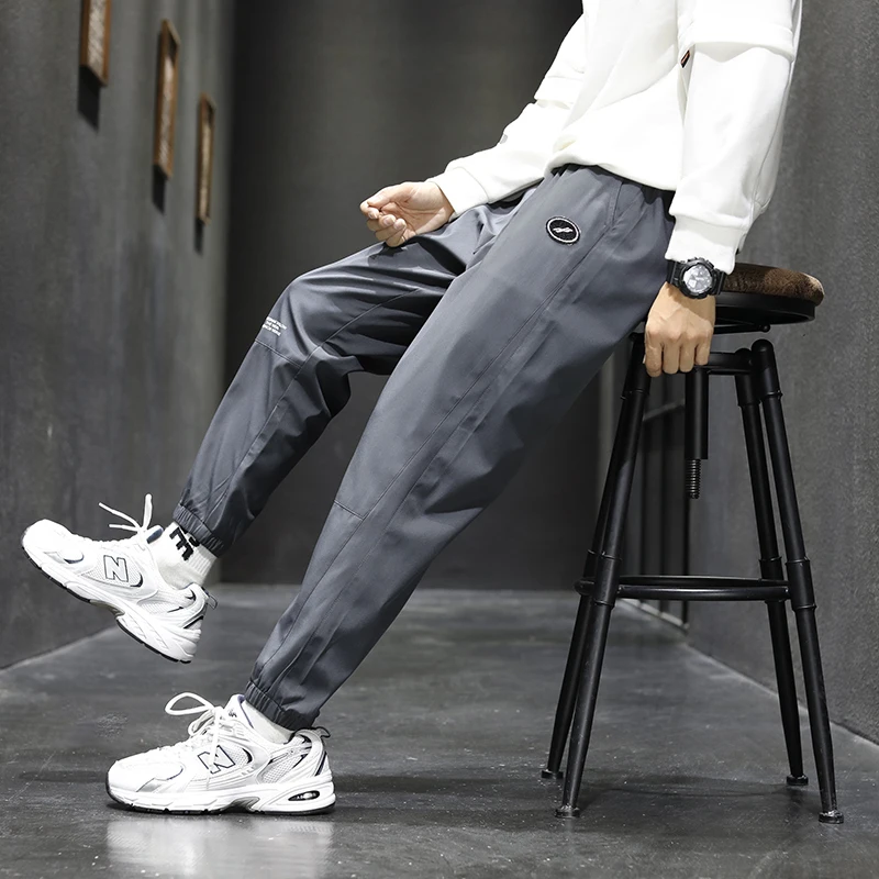 

Mens Pants Trousers Men Spring New Black Ankle-Length Pants Sweatpants Fashion Casual Street Wear Loose Solid Color Pants Men