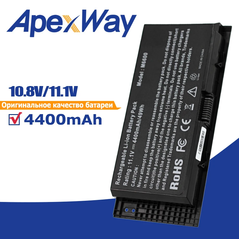Аккумулятор Apexway FV993 для ноутбука DELL Precision M6600 M6700 M6800 M4800 M4600 M4700 FJJ4W PG6RC R7PND OTN1K5 11 1 В 4400