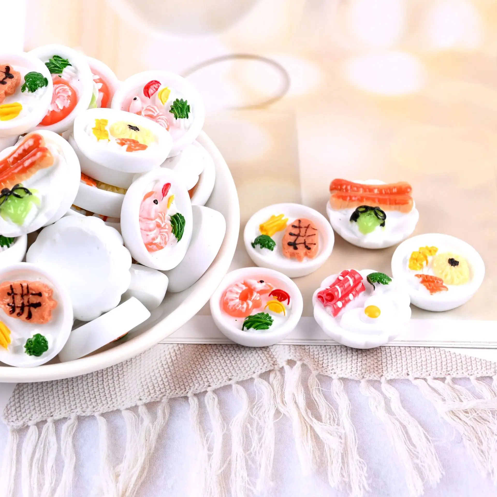 

10 шт., имитация еды, самодельные Украшения из смолы, искусственные изделия, материал для маникюра, искусственная смола с плоской задней стор...