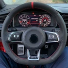 Черная замша кожа Красный Маркер чехол рулевого колеса автомобиля для Volkswagen Golf 7 GTI R MK7 VW Polo GTI Scirocco 2015 2016