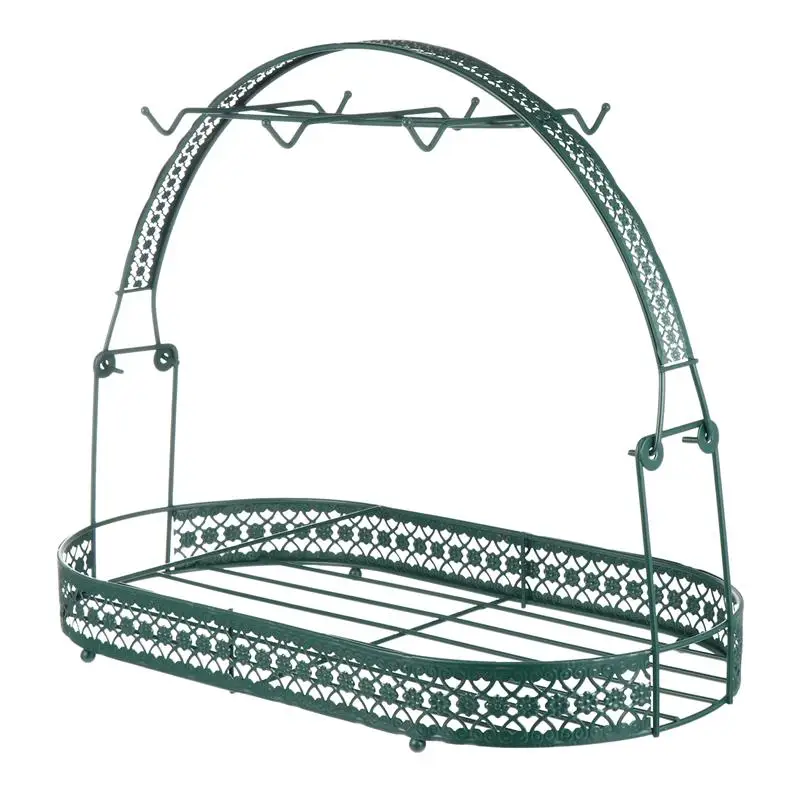

Wrought Iron Coffee Mug Holder Rack Tea Set Stand Dishes Organizer Drainer Kitchen Organizer Storage Rack Cup Holders