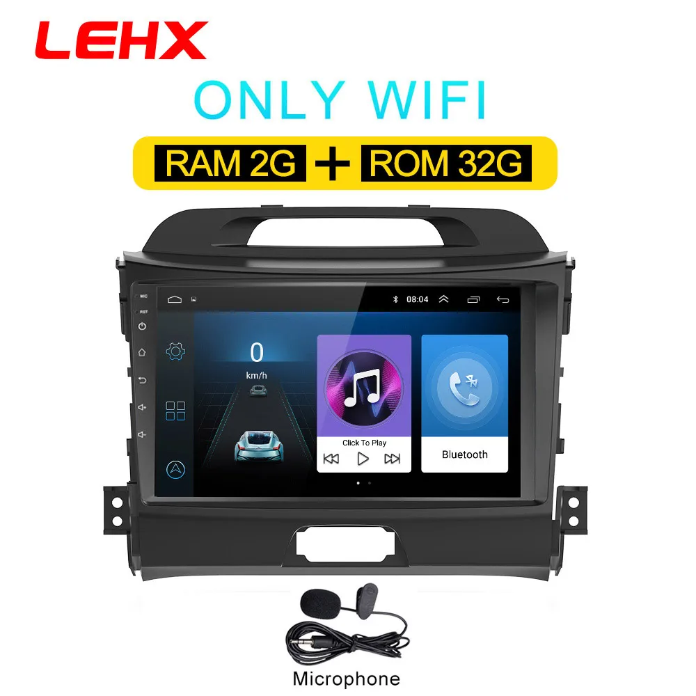 LE-KIA SP32-MIC LEHX автомобильный Android 8,1 2 din Автомобильный мультимедийный плеер Автомобильный dvd для KIA sportage 2011 2012 2013 головное устройство gps навигация радио - Цвет: LE-KIA SP32-MIC