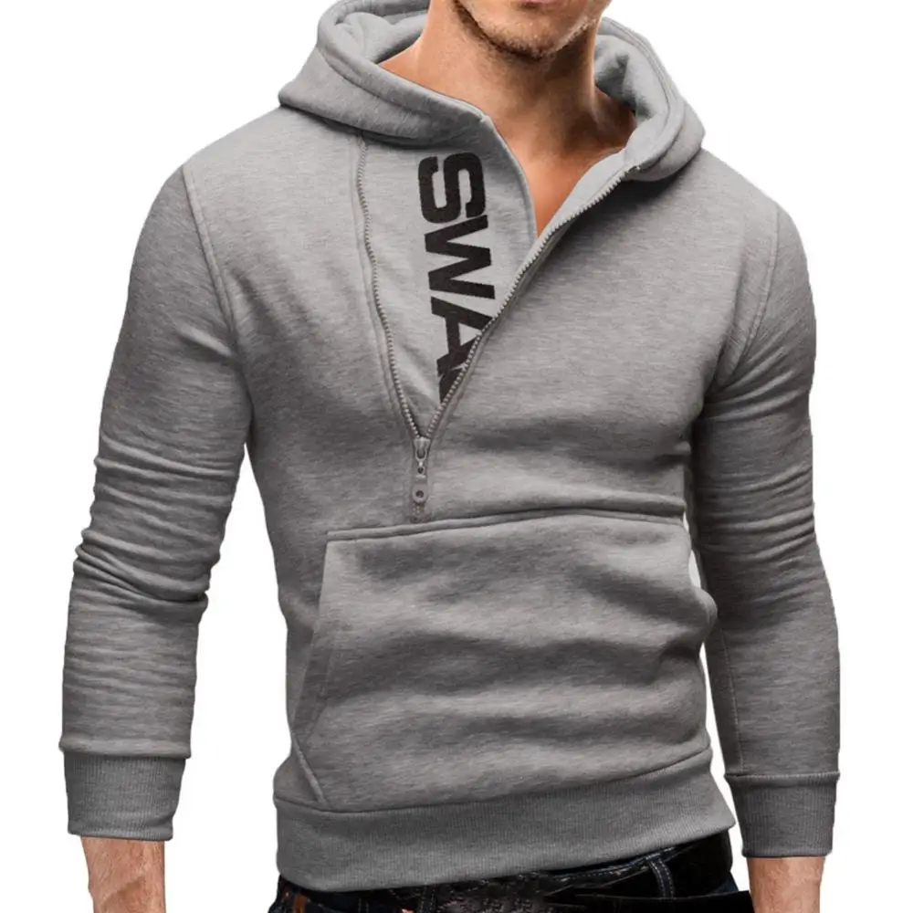 

Sports men's plus size diagonal zipper letter hoodie long sleeve hooded sweatshirt shopping daily life