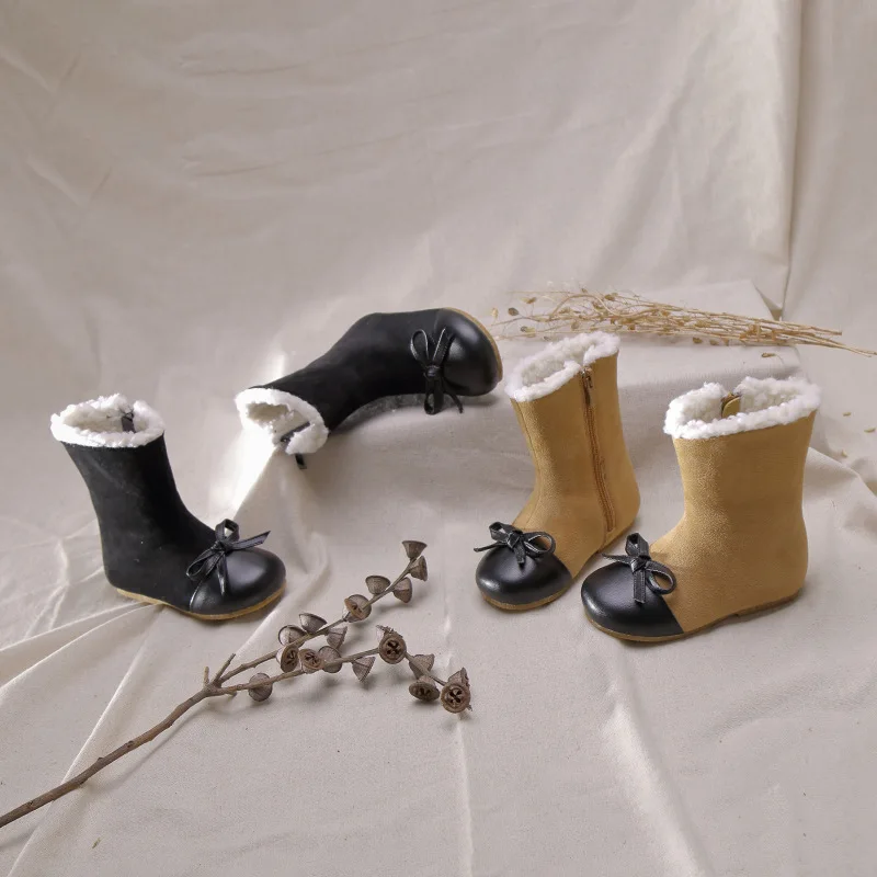 Ботинки для девочек зимняя обувь принцессы детские зимние ботинки с бантом