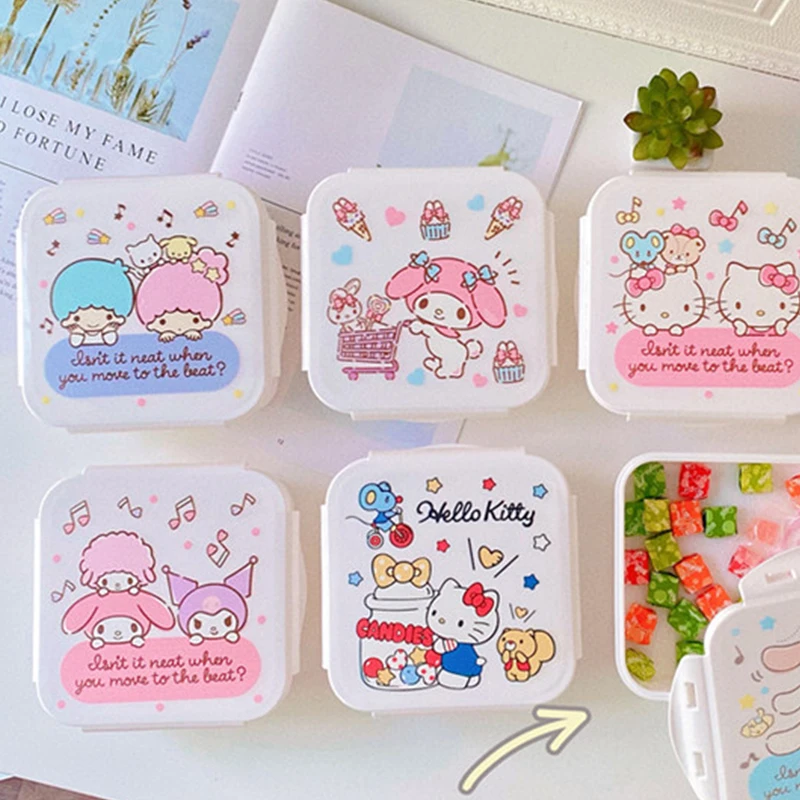 

Cute Cartoon Kittyed Plastic Bento Box Storage Kid Lunch Box Fresh Keeping Snack Food Organizer Household Kitchen Tableware Girl