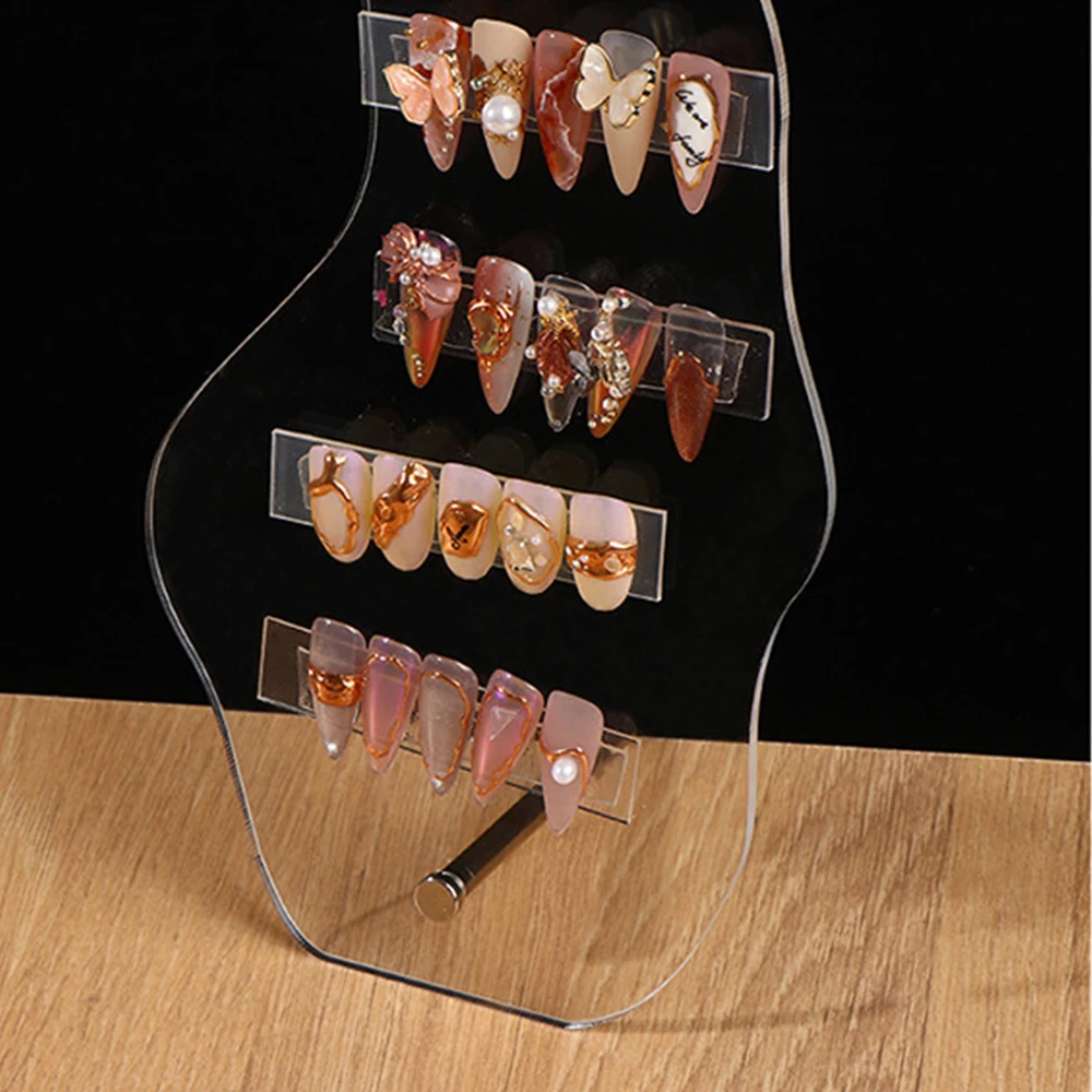 

Nail Art Display Stand Transparent clear Polish Nail Art Showing Holder fake Nail Showing Shelf Display Stand Practice Tools