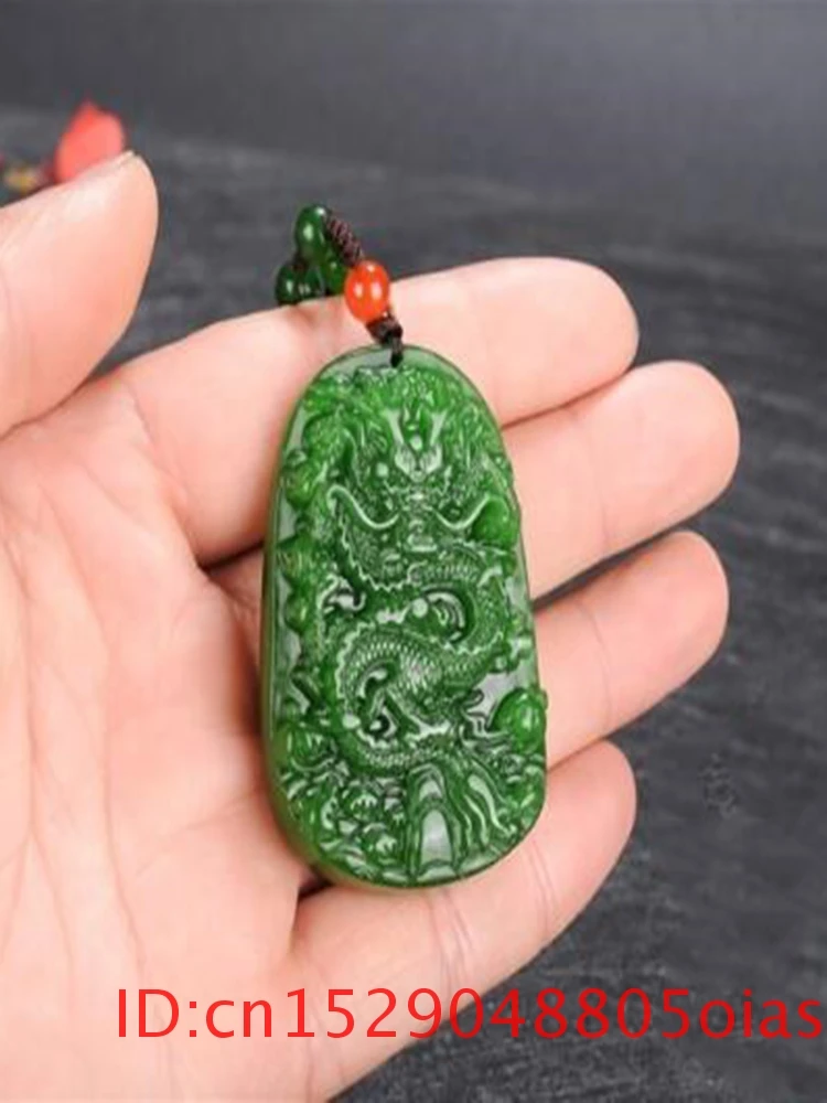 Натуральный зеленый Нефритовый дракон кулон бусы ожерелье ручной работы Шарм