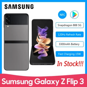 global samsung galaxy z flip3 5g smartphone sm f7110 snapdragon 888 8gb ram 256gb rom 6 7 120hz adaptive refresh rate phone free global shipping
