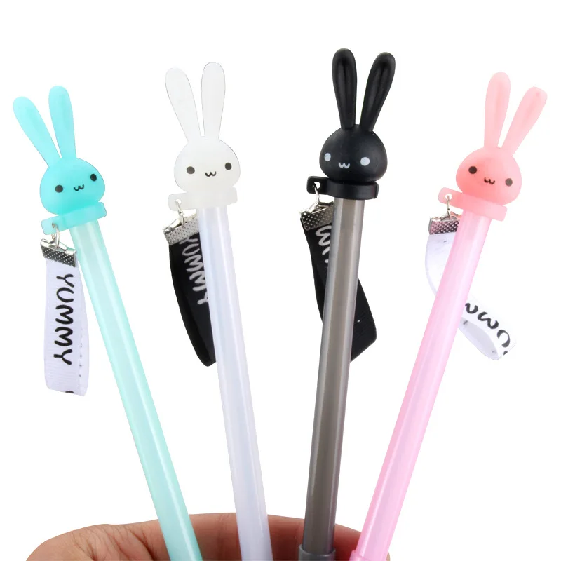 

50PCS Creative New Cute Rabbit Pendant Gel Pen Student Stationery Animal Sign Pen kawaii school supplies