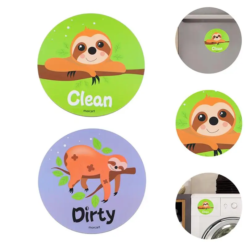 

2pcs Dual Side Dishwasher Cleaning Sign Useful Magnetic Sticker Clean Sign