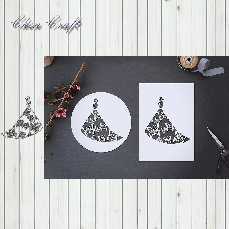 Длинная юбка красоты металлический Трафаретный вырубной Штамп для DIY