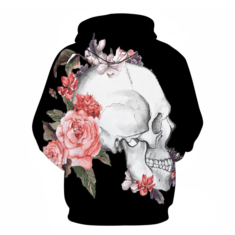 

Harajuku Hoodies Men/Women Sweatshirts 3D Printed Mirror Black Skull bone hoody Casual Pullovers Tops spring Hipster hip hop